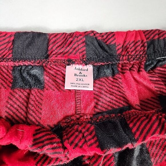 Ashford & Brooks Womens Fleece Long Sleeve Plaid Nightwear Pjs Pajama Set 2XL - Picture 10 of 11